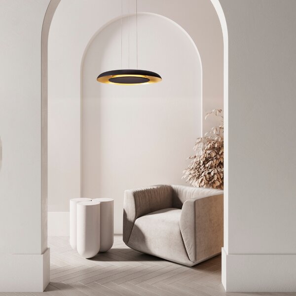 Černo-zlaté kovové závěsné LED světlo Nova Luce Epos 60 cm