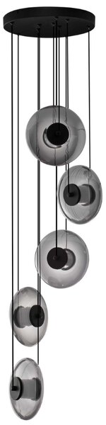 Kouřově šedé skleněné závěsné LED světlo Nova Luce Skia 40 cm