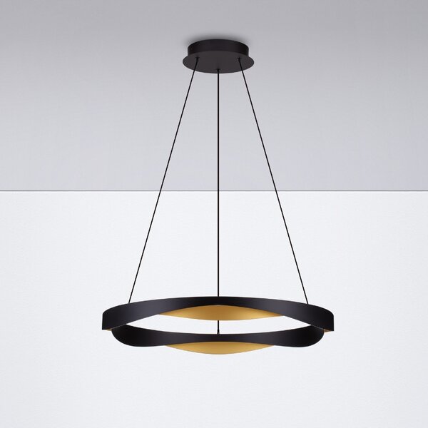 Černo-zlaté kovové závěsné LED světlo Nova Luce Radon 65 cm