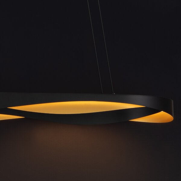 Černo-zlaté kovové závěsné LED světlo Nova Luce Radon 100 cm