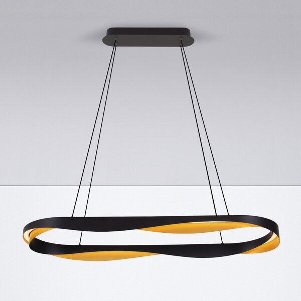 Černo-zlaté kovové závěsné LED světlo Nova Luce Radon 100 cm
