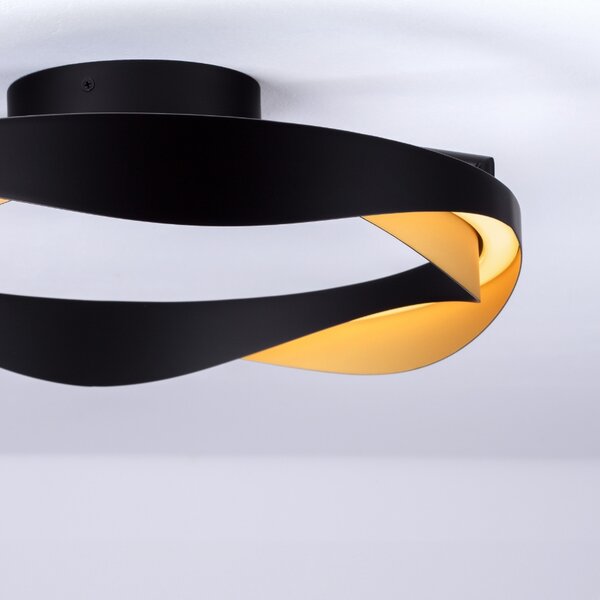 Černo-zlaté kovové stropní LED světlo Nova Luce Radon 45 cm