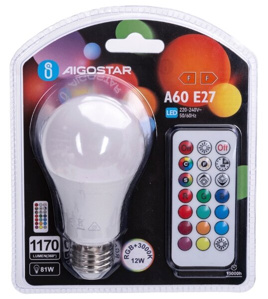 Aigostar - LED RGBW Stmívatelná žárovka E27/12W/230V 3000K + DO