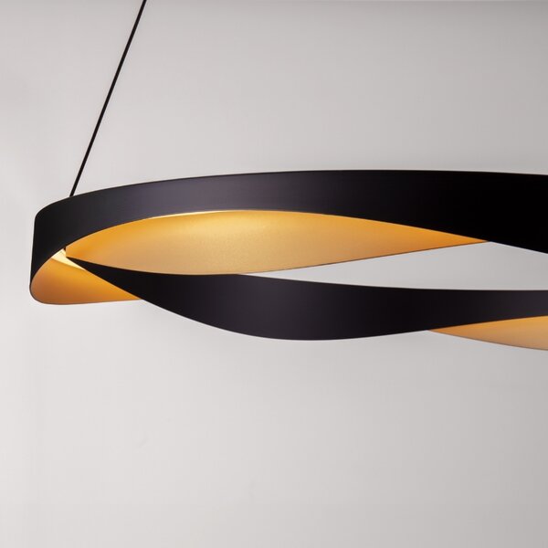 Černo-zlaté kovové závěsné LED světlo Nova Luce Radon 65 cm
