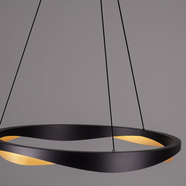 Černo-zlaté kovové závěsné LED světlo Nova Luce Radon 65 cm