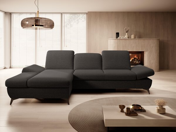 Rohová sedací souprava Harpie (černá) (L). Akce -25%