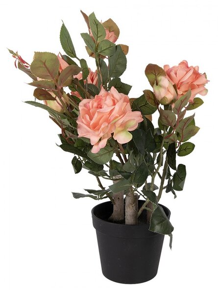 Dekorační květina růže v květináči s růžovými květy Rose pink - 20*20*55 cm - Clayre & Eef