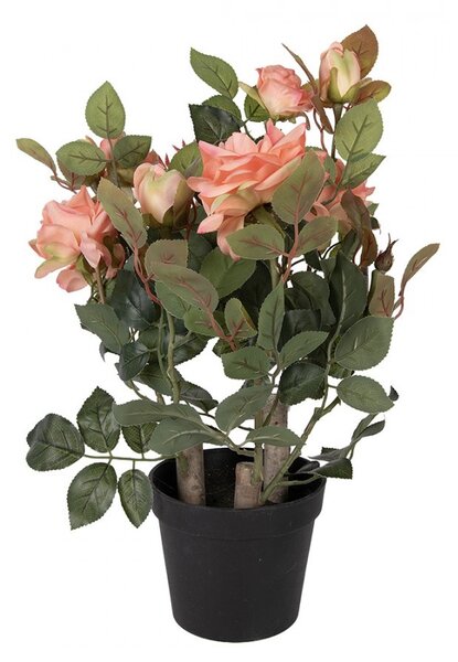 Dekorační květina růže v květináči s růžovými květy Rose pink - 20*20*55 cm - Clayre & Eef