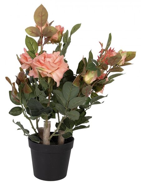 Dekorační květina růže v květináči s růžovými květy Rose pink - 20*20*55 cm - Clayre & Eef