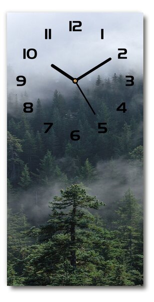 Nástěnné skleněné hodiny Mlha nad lesem pl_zsp_30x60_c-f_103817714