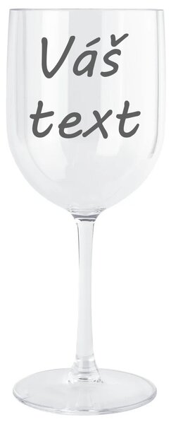 Čirá nerozbitná plastová sklenice na víno Leny s vlastním textem – 440 ml Font písma: Lucida Calligraphy