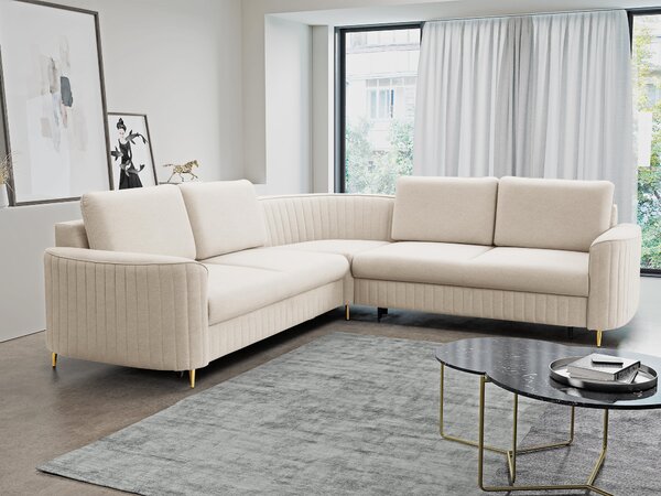 Rohová sedací souprava Loreeen (krémová) (L). Akce -25%