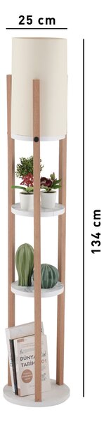 Opviq Stojací lampa Nora II bílá/dub přírodní