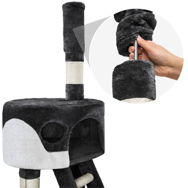 Tectake Kočičí škrabadlo Hansi 243-260cm - černá/bílá