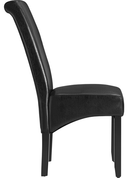 Tectake Jídelní židle ergonomická, masivní dřevo - černá, Sada 6 kusů