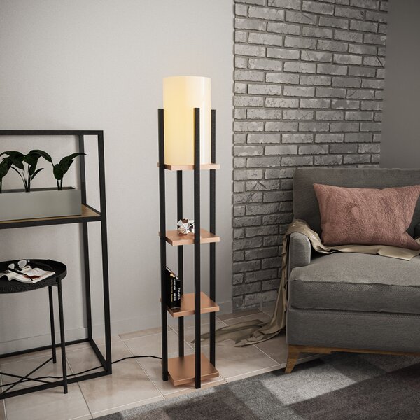 Opviq Stojací lampa Nora V černá/měděná