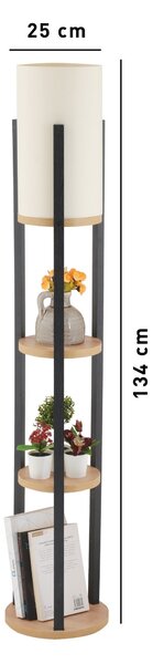 Opviq Stojací lampa Nora II černá/přírodní dub