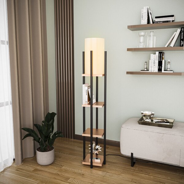 Opviq Stojací lampa Nora V černá/měděná