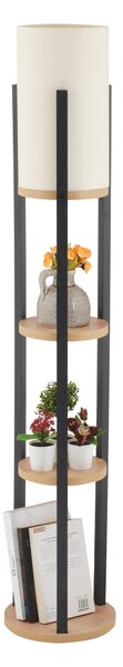 Opviq Stojací lampa Nora II černá/přírodní dub