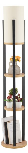 Opviq Stojací lampa Nora II černá/přírodní dub