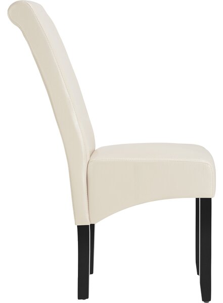 Tectake Jídelní židle ergonomická, masivní dřevo - krémová, Sada 2 kusů
