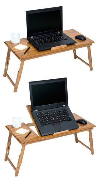 Tectake Stolek na notebook do postele 72x35x26cm skládací sklonitelný výškově stavitelný - hnědá