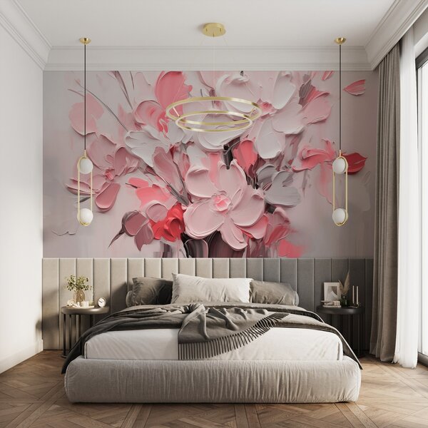 Fototapety Abstraktní objemové květiny ve stylu olejomalby, Fototapety 3D, Fototapety 3d květiny, w03582v3 : uwalls.cz