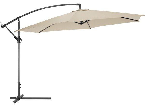 Tectake Slunečník s boční nohou 350 cm, s obalem - béžová