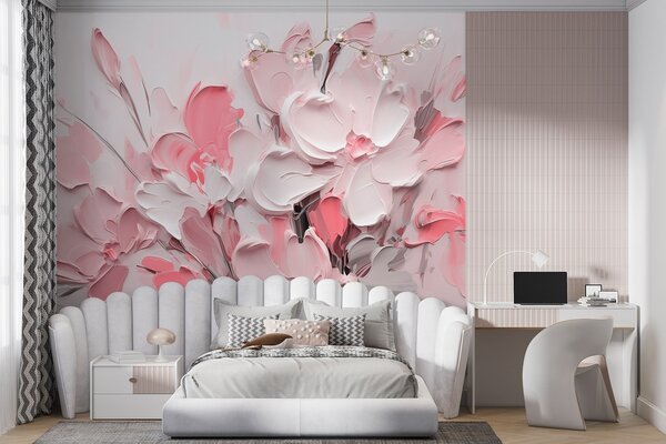 Fototapety Abstraktní objemové květiny ve stylu olejomalby, Fototapety 3D, Fototapety 3d květiny, w03582v3 : uwalls.cz