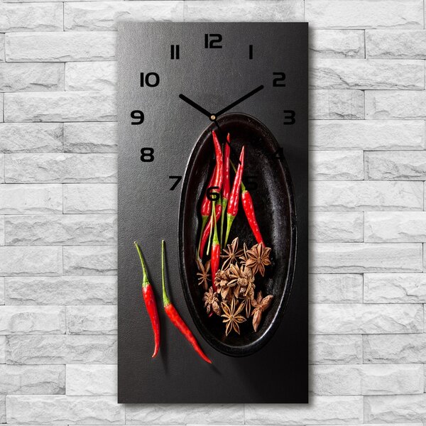 Nástěnné hodiny tiché Chilli papričky pl_zsp_30x60_c-f_121359221