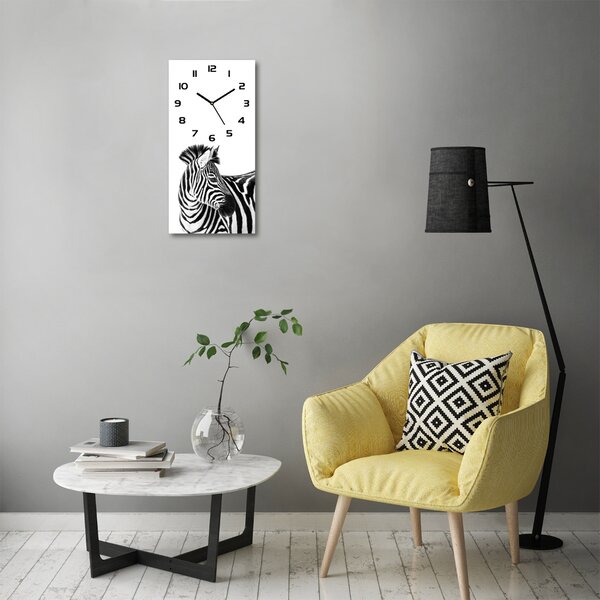 Nástěnné skleněné hodiny Zebra ve sněhu pl_zsp_30x60_c-f_121577688