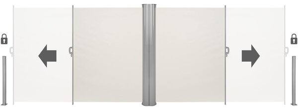 Tectake Hliníková dvojitá boční markýza s výsuvem a navíjecím mechanismem - 600.00 x 200.00 x 10.00 cm, béžová