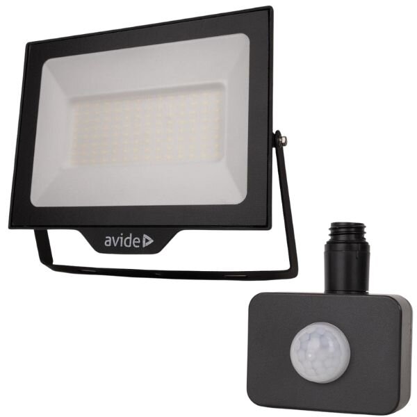 Prémiový ultratenký LED reflektor černý 100W 10000lm, studená, s čidlem pohybu, 3 roky