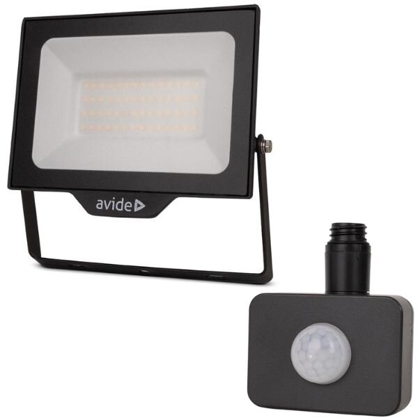 Prémiový ultratenký LED reflektor černý 50W 5000lm, denní, s čidlem pohybu, 3 roky