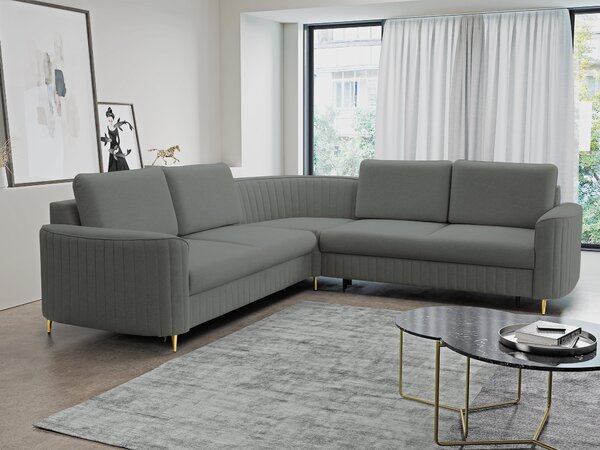 Rohová sedací souprava Loreeen (šedá) (L). Akce -25%