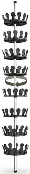 Tectake Otočný botník 26,5x100-300 cm, prostor pro 48 párů bot - černá