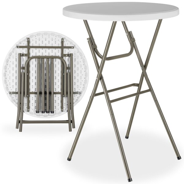 Tectake Barový stolek skládací ocelový Ø80cm - bílá