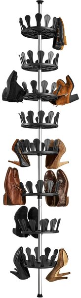 Tectake Otočný botník 26,5x100-300 cm, prostor pro 48 párů bot - černá