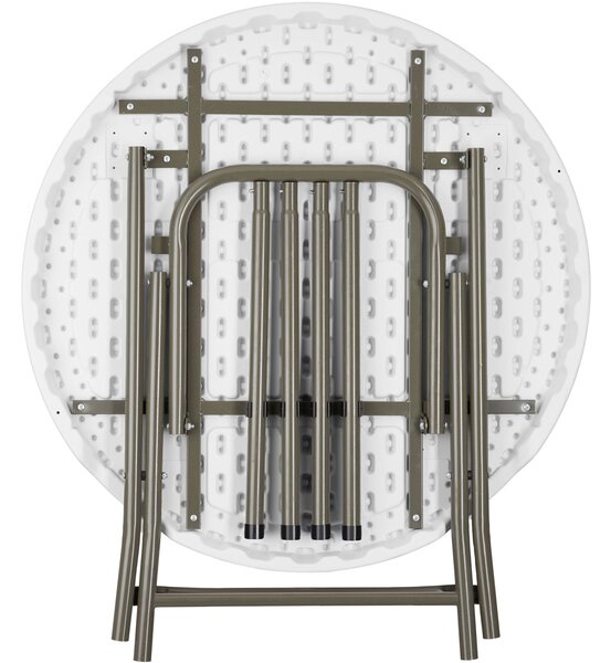 Tectake Barový stolek skládací ocelový Ø80cm - bílá