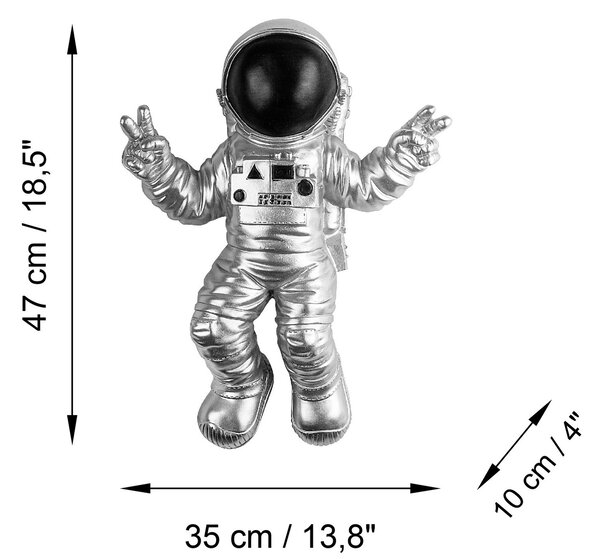 Wallity Nástěnná dekorace Astronaut stříbrná/černá