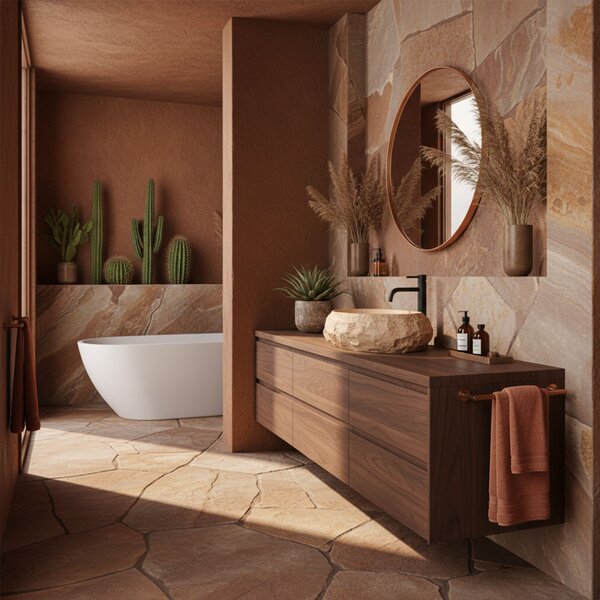 Umyvadlo na desku z kompozitního kamene REA MIKA LIGHT TERRACOTTA 50x38 cm, béžová