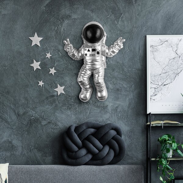 Wallity Nástěnná dekorace Astronaut stříbrná/černá