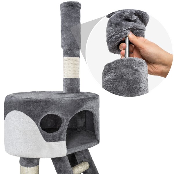 Tectake Kočičí škrabadlo Hansi 243-260cm - šedá/bílá