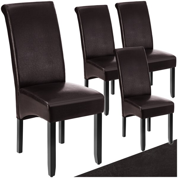 Tectake Jídelní židle ergonomická, masivní dřevo - hnědá, Sada 4 kusů