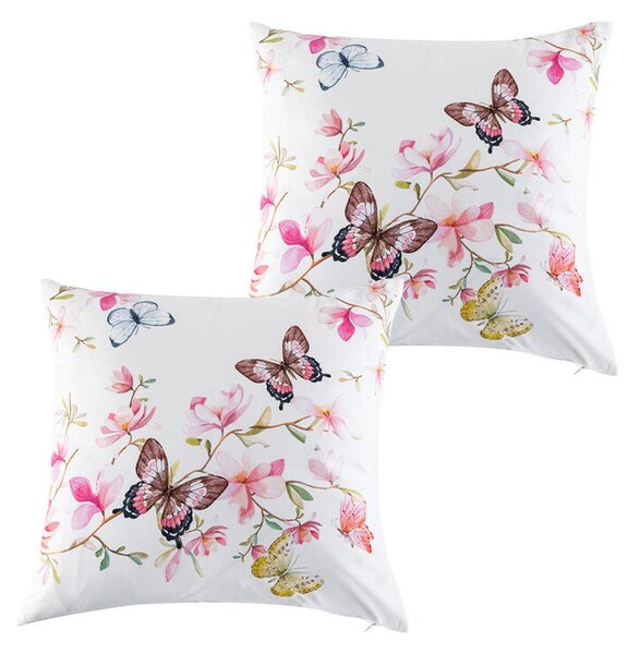 Sada povlaků na polštářek MAGNOLIE A MOTÝLI 2 ks 40 x 40 cm