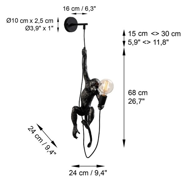 Opviq Nástěnná lampa Singe černá
