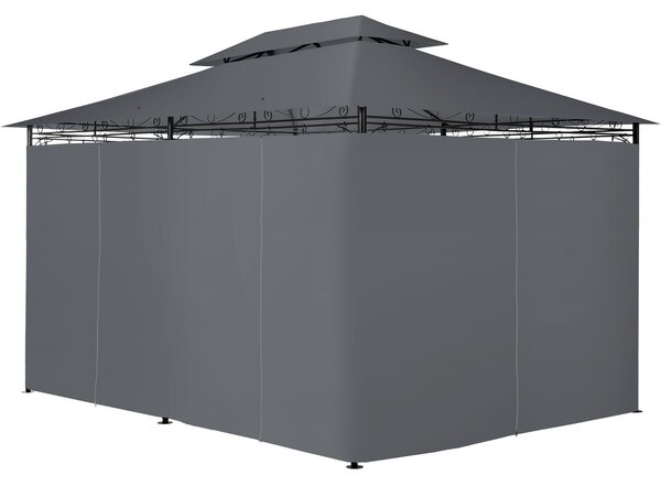 Tectake Zahradní altán luxusní Emine 4x3m se 6 bočními stěnami - antracit