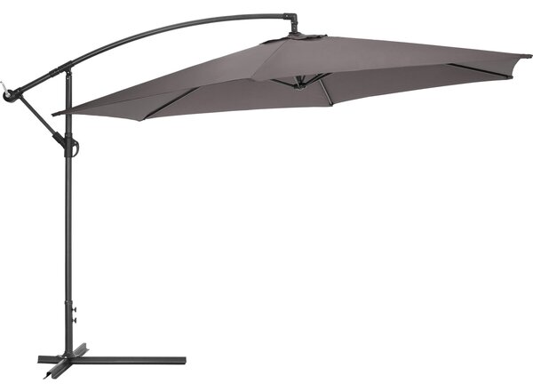 Tectake Slunečník s boční nohou 350 cm, s obalem - šedá