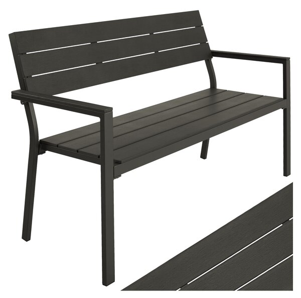 Tectake Zahradní lavička Line pro dvě osoby s hliníkovým rámem 128 x 59 x 88 cm - tmavě šedá