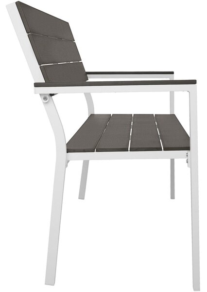 Tectake Zahradní lavička Line pro dvě osoby s hliníkovým rámem 128 x 59 x 88 cm - světle šedá/bílá